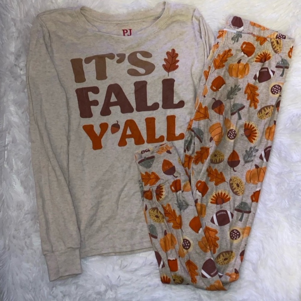 The Children's Place Beige and Orange Fall Pajama Set